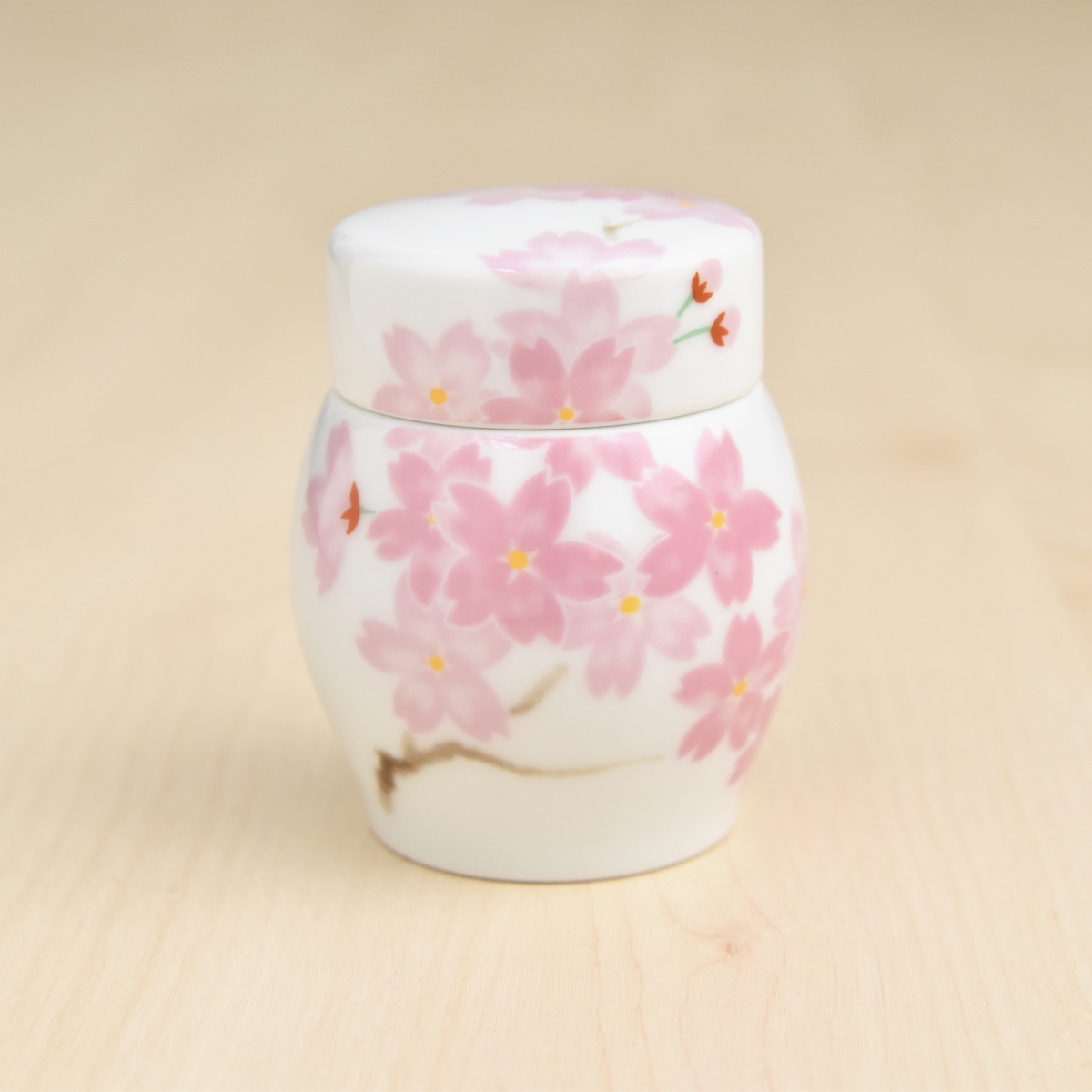 【吉野桜】手元供養用ミニ骨壺（覆い袋・布袋付き）1