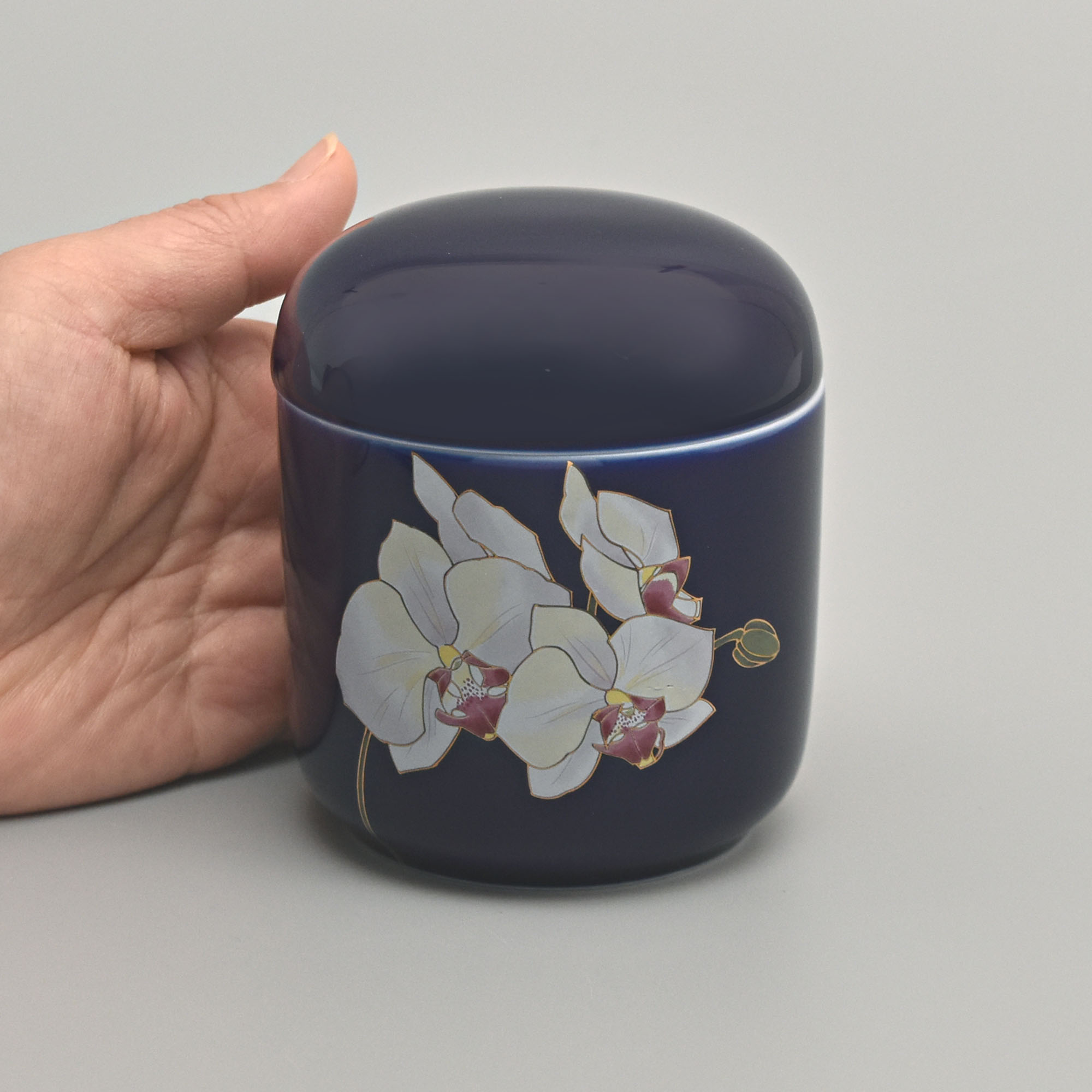 【ルリ胡蝶蘭】筒型2.5寸 分骨壺5