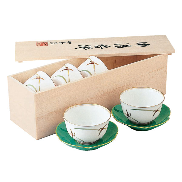 【グリーン金蘭】湯のみ５客セット *有田陶器市特別価格*1